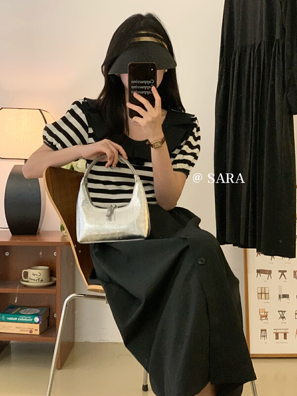 [Sara] sweet aging Lapel contrast stripe shirt 18010\lwy