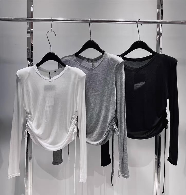 [Hello] V-neck drawstring short sunscreen shirt 9817\wtt