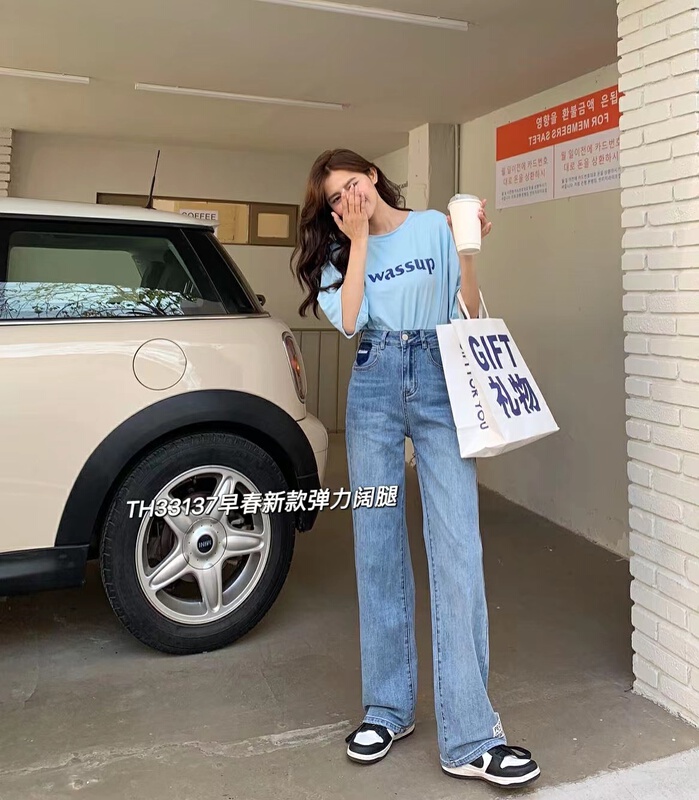 New year in early spring! [T.H] Korean classic versatile loose wide leg jeans 33137\lsw