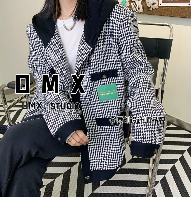 早春上新!【DMX】小香氣質千鳥格連帽短外套  6585#  XYY