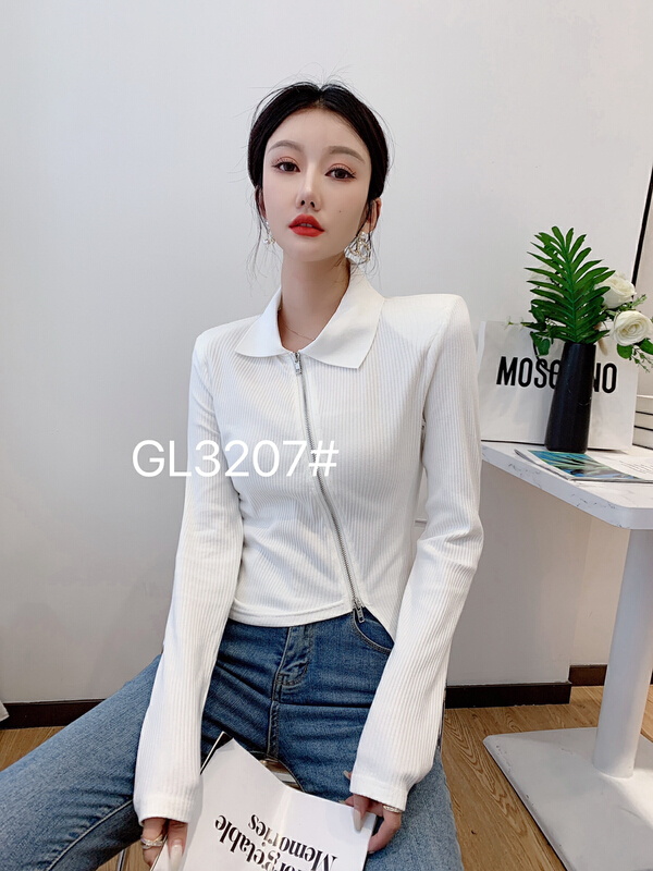 New year in early spring! [GL] diagonal zipper design temperament versatile shirt 3207\xyy
