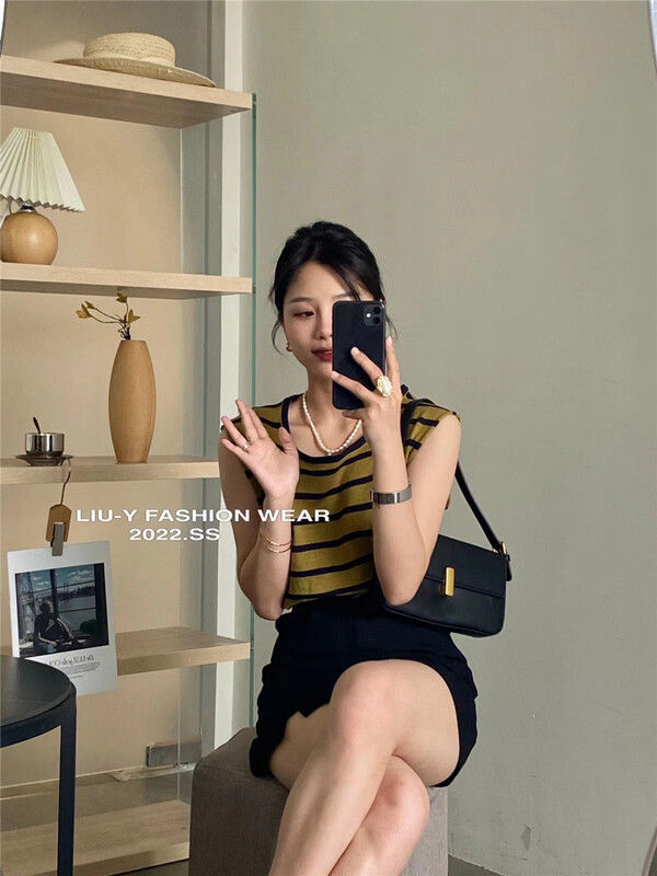 [liu.y] striped loose fit vest / sling (only selling vest) 3552\zjy