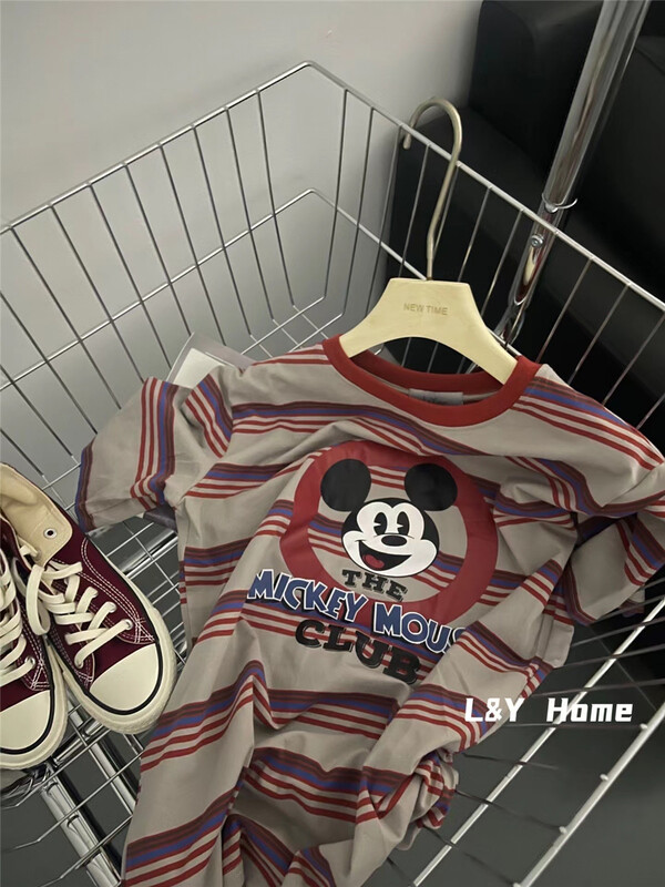 [new time /l&y home] simple loose Mickey print short sleeve T-shirt 6170\xyy