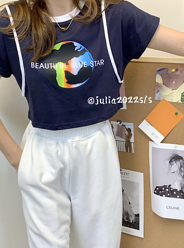 New year in early spring! [Julia] Korean round neck Pullover earth design Short Sleeve T-shirt 3178-1\hbx