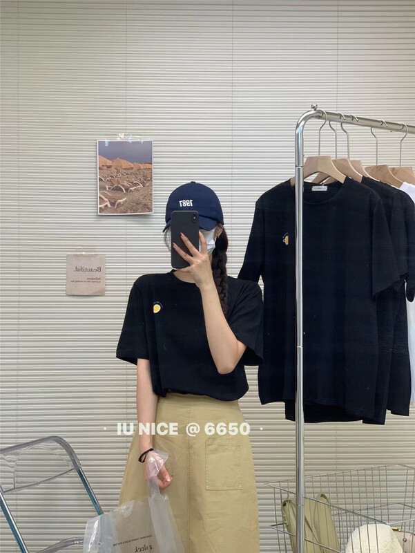 [IU nice] Korean round neck comfortable short sleeve T-shirt 6650\ll