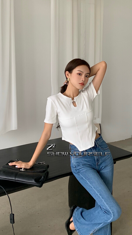 [Z2] irregular design Vintage short sleeve T-shirt 1046\wtt