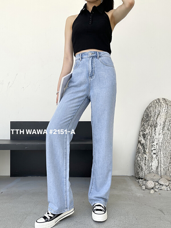 Original price 50.76! New year in early spring! [Wawa] Korean high waist vertical jeans 2151-a\cjj