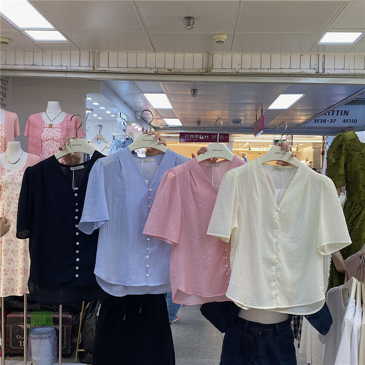 [zero-nine] Korean round neck age reduced short shirt 9326\zjy