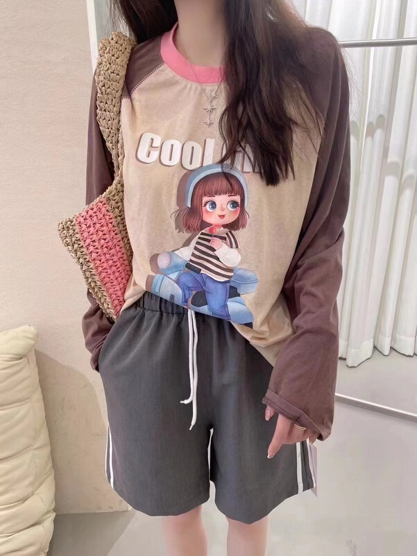 [w+] little girl's Pullover printed sunscreen shirt 5093\wtt