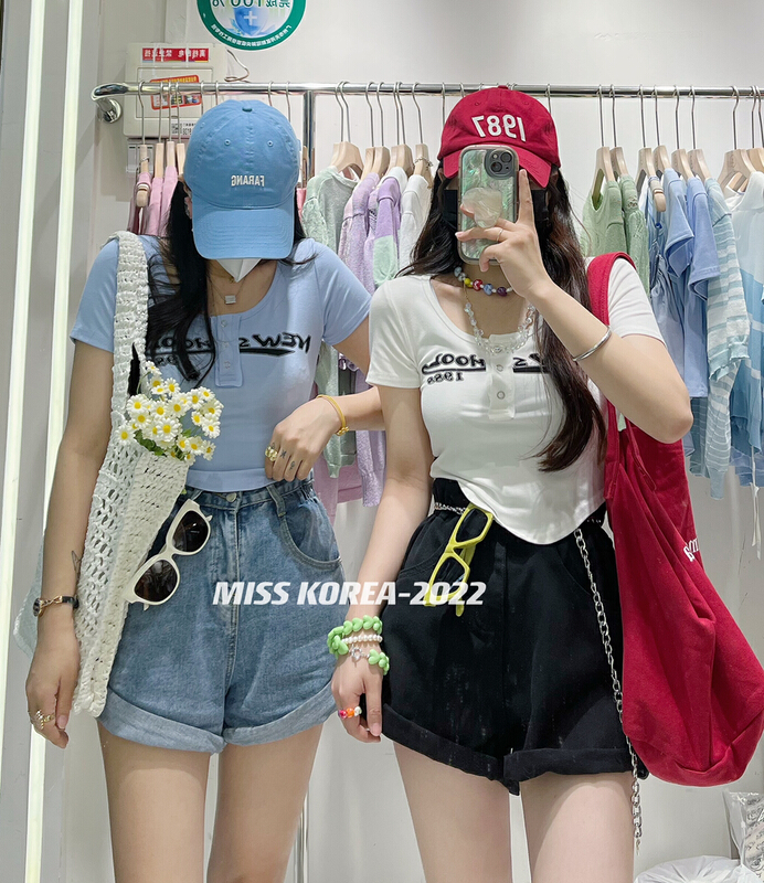 [Miss Korea] Korean hot girls short ins short sleeve T-shirt 6713\hbx