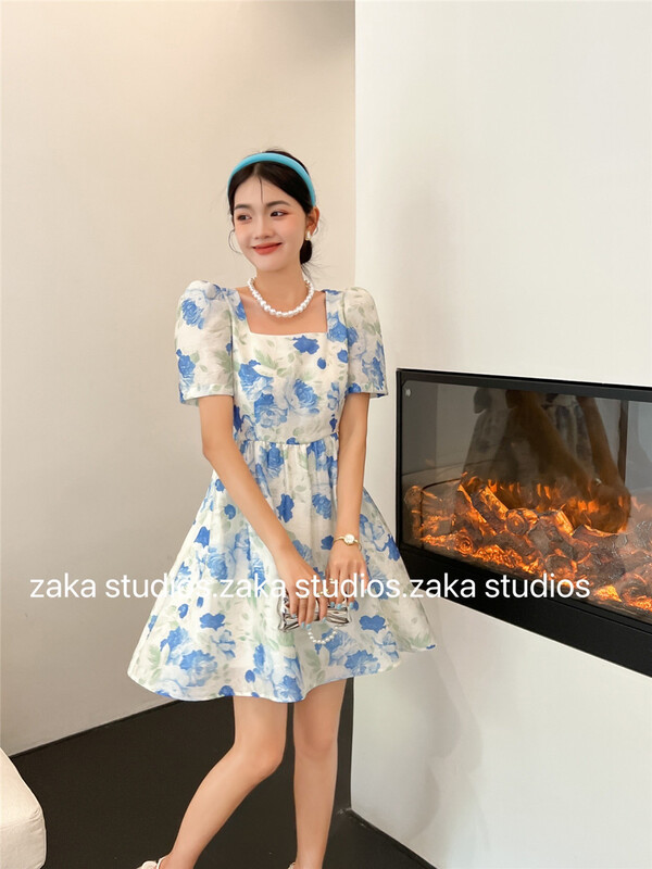 [Zaka] bubble sleeve lady dress (with detachable chain) 58288\ll