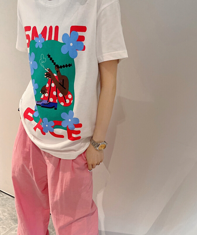 【 YT 】 round neck print versatile short sleeve T-shirt t51346\pcz