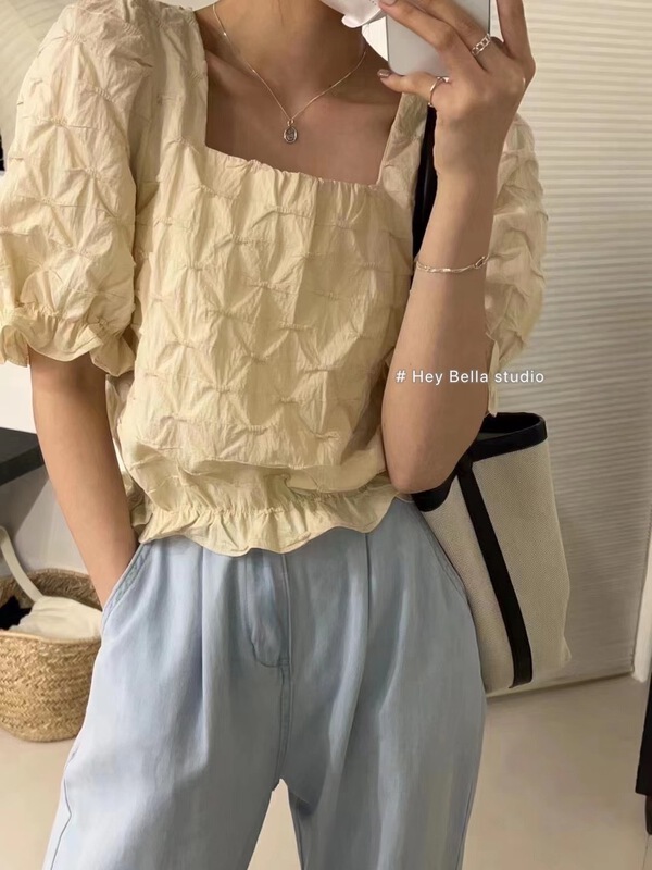 [hey Bella] square neck fashion Korean shirt 1636\ll