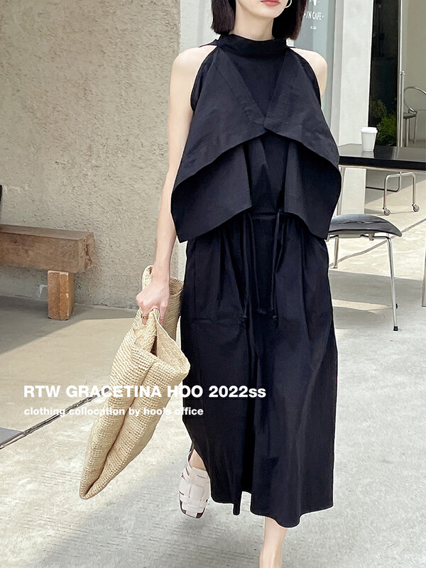 [gracetina Hoo] advanced pointed loose drawstring dress ly5217\zxl