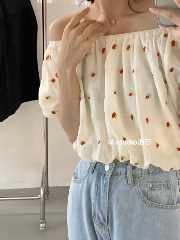 [MSTUDIO MANSA] Pullover short sleeve flower shirt 6752\ll