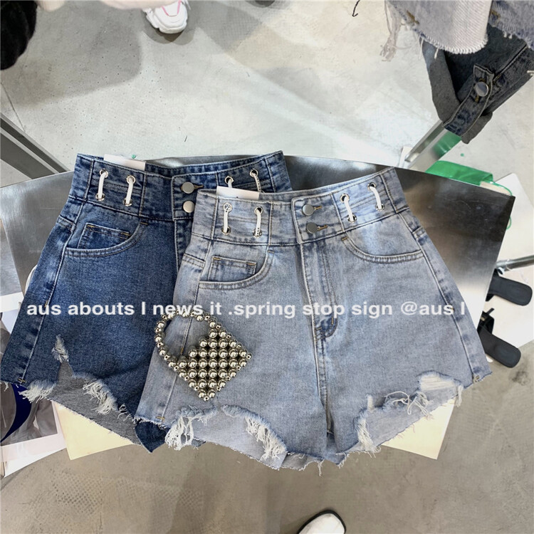 【 aus 】 high waist woolen loose denim shorts (shorts only) 6902\lsw
