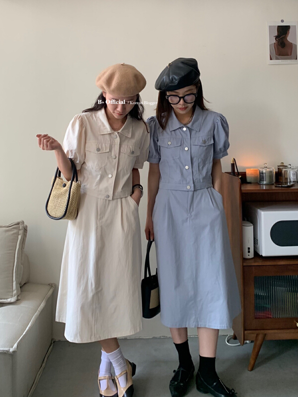 [B plus] simple jacket + mid length skirt two piece suit 22-9506-2\hbx