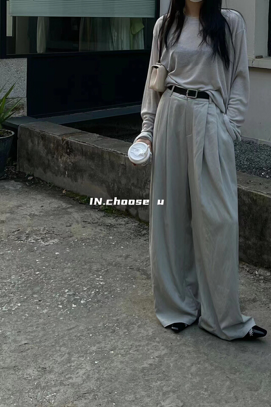 [in.choose u] simple straight tube wide leg mop pants 66272\cqw