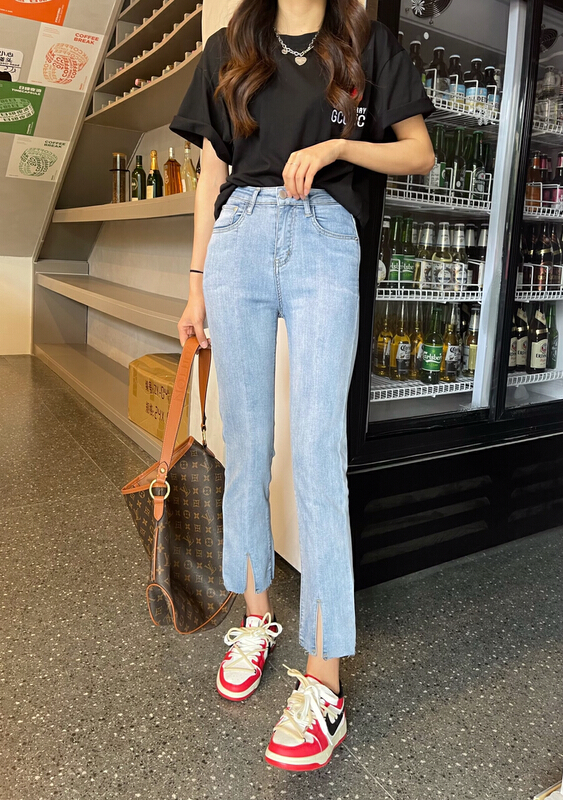 [mi&co Wu] high waist slit skinny jeans c2333\hjy