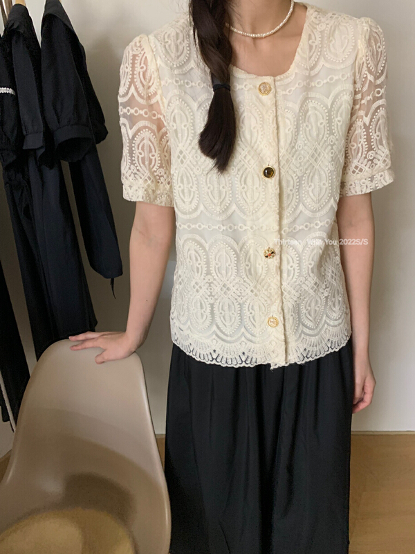 [thirteen 13] Korean soft lace button up blouse 1698\xyy