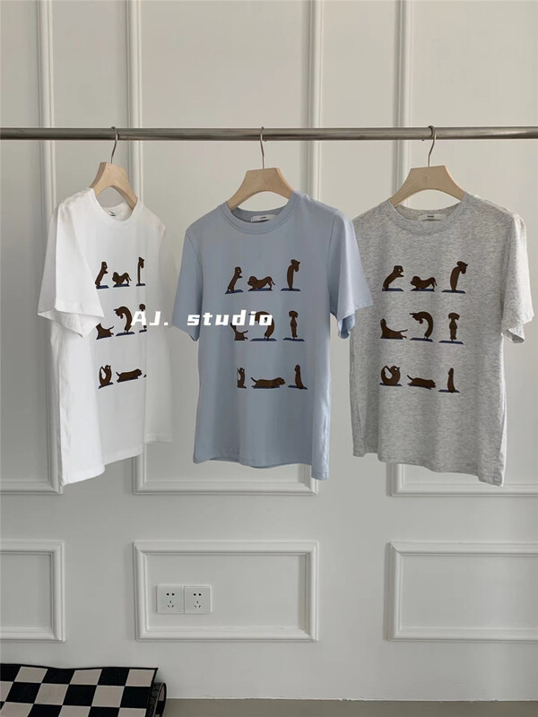 [aj.studio] round neck printed short sleeve T-shirt 9282\ll