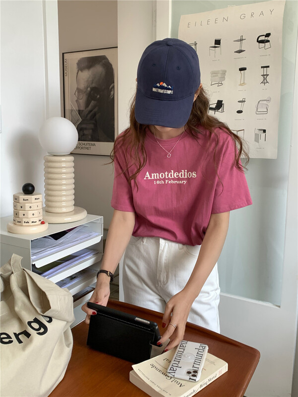 [feeding] Korean personalized letter Casual Short Sleeve T-shirt 7715-j6\cqw