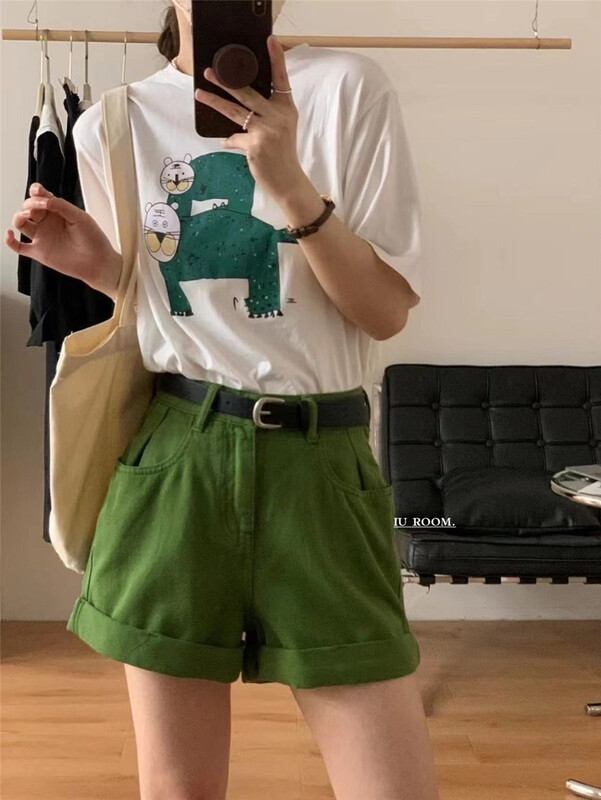 [IU room] versatile basic solid casual shorts (with belt) 1115\xyy