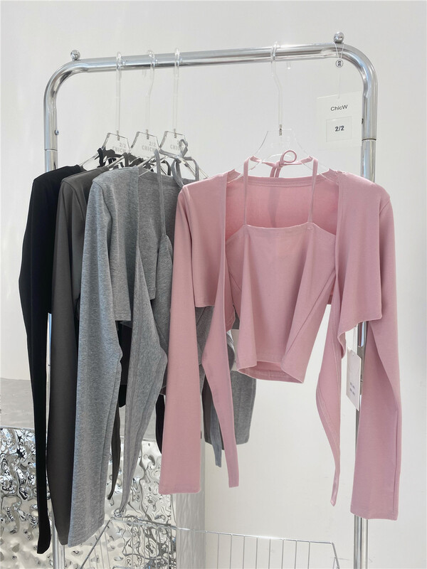 [2/2chicw] solid color versatile Vest + long sleeve Korean cardigan suit 895\pcz