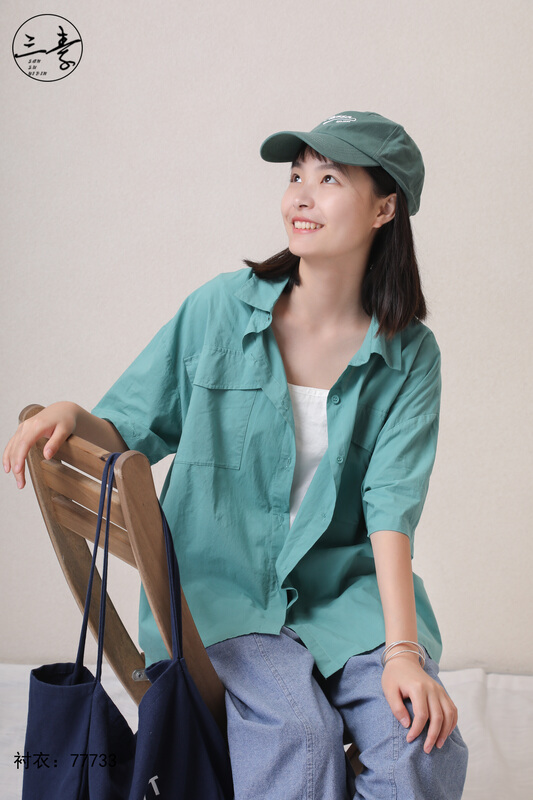 [original three element clothes] simple temperament casual slim shirt 77733