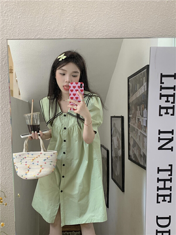 [dolly] baby collar bubble sleeve dress 3680\pcz