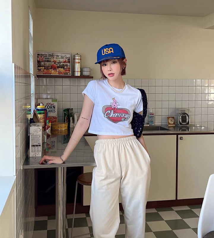 [blue show] funny Angel printed short sleeve T-shirt 9111\lsw