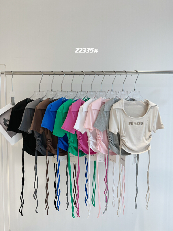 [wu.33] lace up elastic embroidery versatile bottoming shirt 22335\wtt