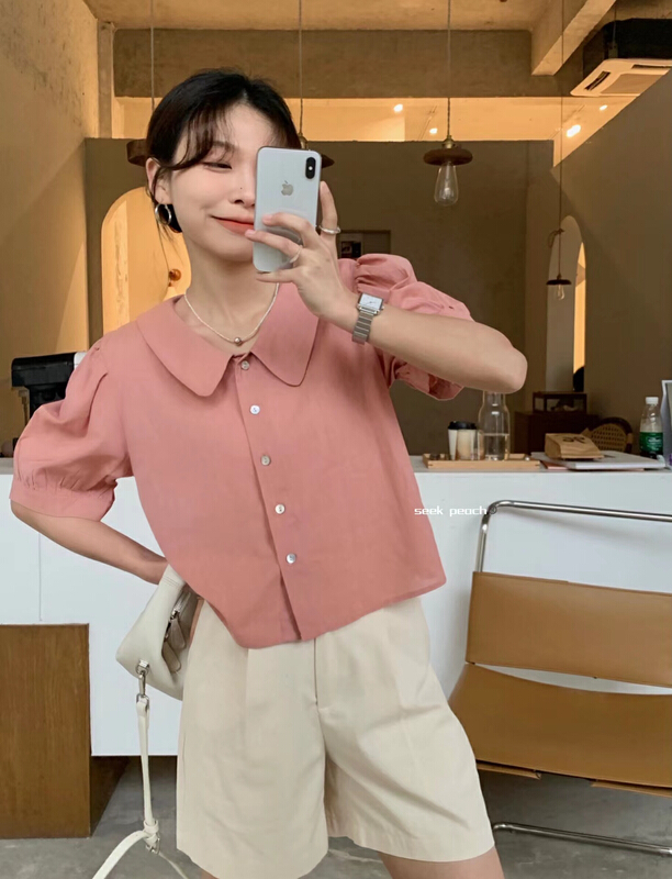 [seek peach] single breasted comfortable Korean shirt 5107\ll