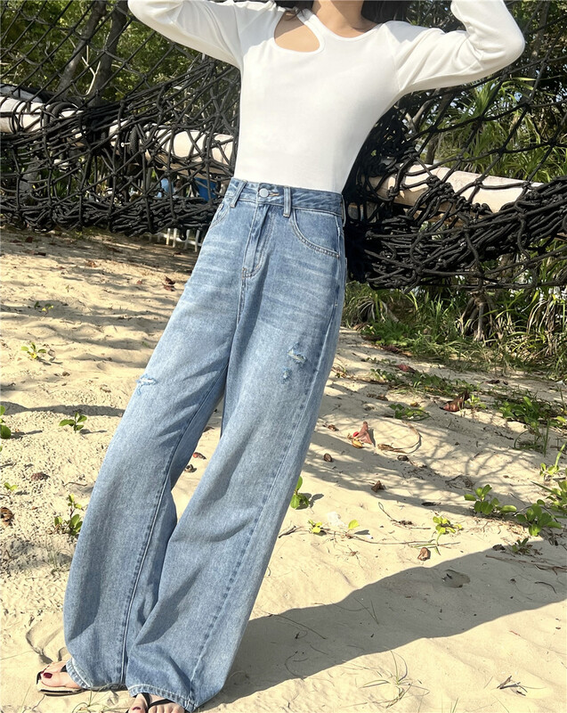 Original price 73.72! New year in early spring! [new time /l&y home] comfortable Korean jeans with holes 9901\xyy