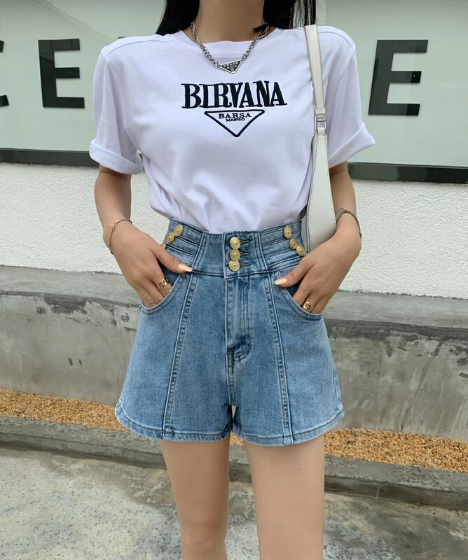 [J-star] Korean high waist versatile ins denim shorts 6751\cl