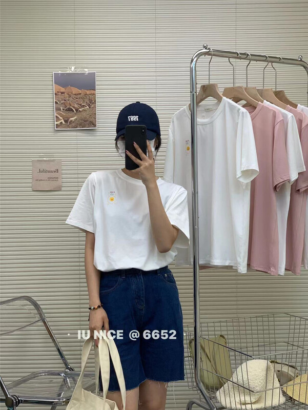 [IU nice] Korean round neck short sleeve T-shirt 6652\ll