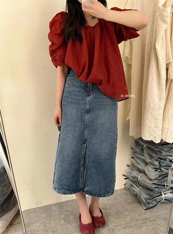 [IU room] casual simple square neck lace blouse 6097\xyy