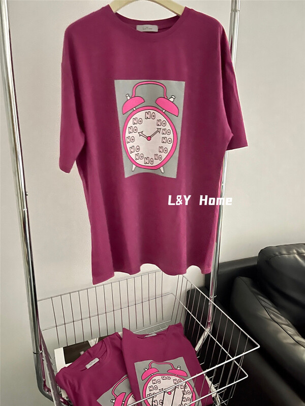 [new time /l&y home] Unisex casual alarm clock printed short sleeve T-shirt 1190\xyy