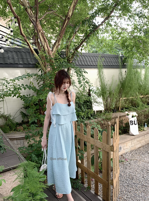 [as] French romantic holiday Fengxian suspender dress ys1-6589\hjy