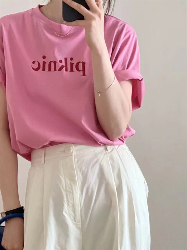 【 broccoli 】 Korean fresh letter printing versatile short sleeve T-shirt 8090\zjy