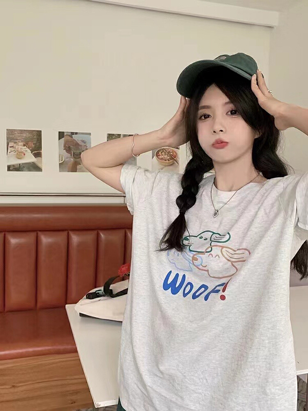 [j.2] loose cartoon dog short sleeve T-shirt 2229\lsw