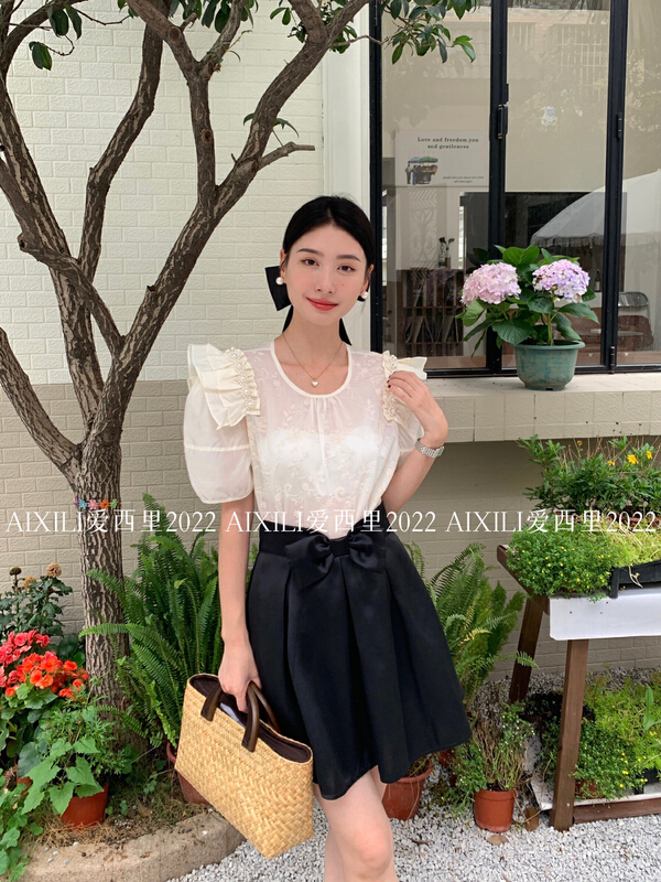 [aixili aixili] fresh and simple pearl shirt 6626\wpl