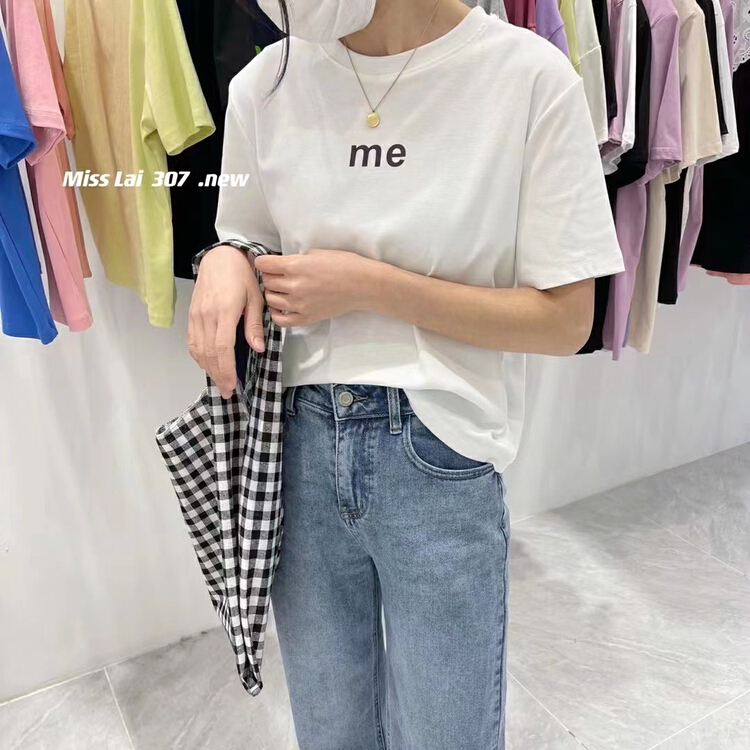 [HH &miss Lai] round neck letter comfortable short sleeve T-shirt ys1-307\l