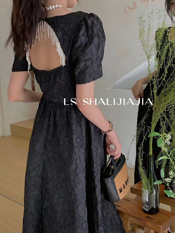 【 LS 】 French retro bubble sleeve dress 51020\wpl