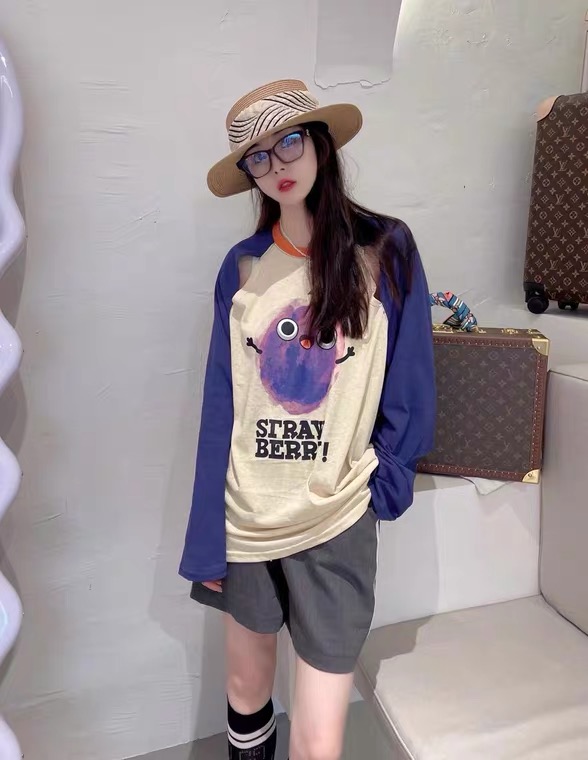[wht] color blocked Pullover printed long sleeve sunscreen shirt 5108\wtt