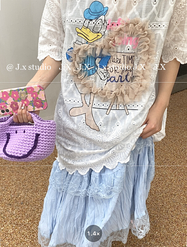 [JX] lace Donald Duck short sleeve T-shirt (only short sleeve T-shirts) 1539\wtt