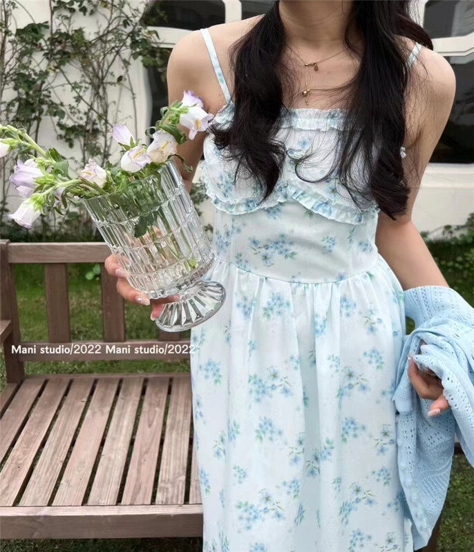 [Mina] sweet floral age reducing suspender dress 6601\hbx