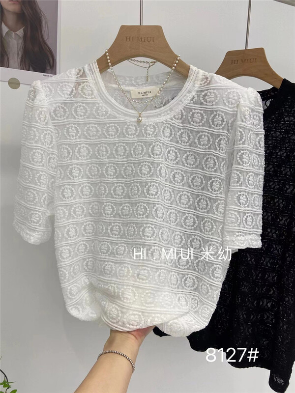 Live broadcast! 【 meter · young 】 temperament lace blouse 8127\hjy