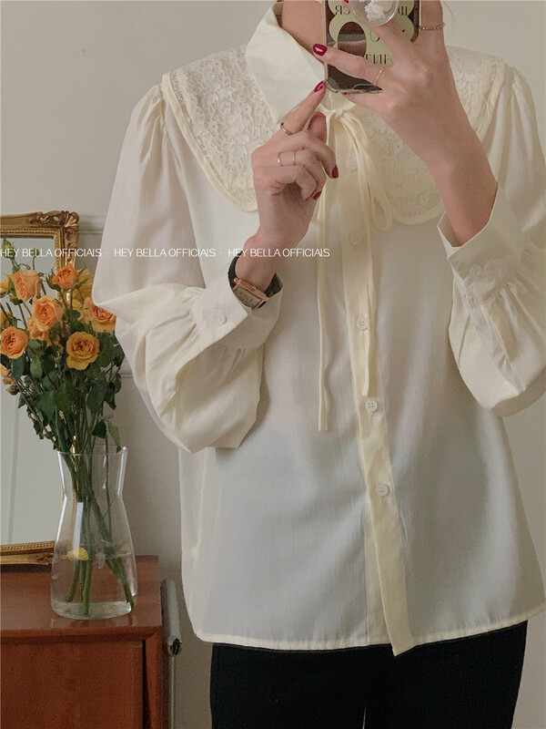 Original price 49.00! [hey Bella] single breasted comfortable Korean shirt f080\ll