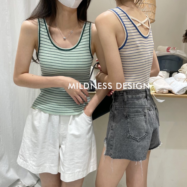 [mildness] versatile vest / suspender with cross stripe at back d240\zjy